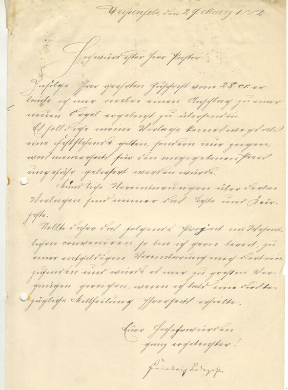 Brief von F. Ladegast an H. Reuter